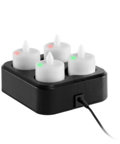 flameless remote controlled rechargeable tea light candles set of 4 charge lights