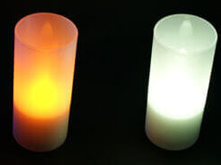 Amber or Warm White Rechargeable Tea Light Candles in Holder