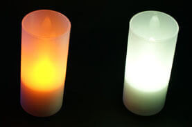 Amber or Warm White Rechargeable Tea Light Candles in Holder